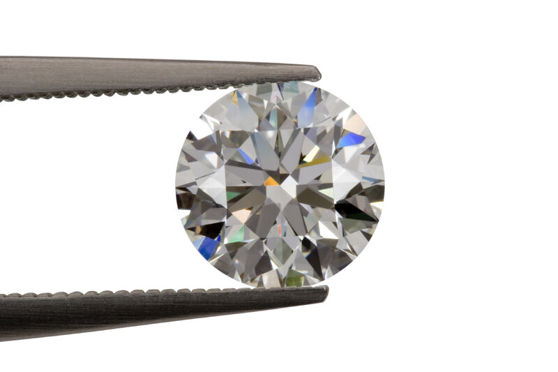 Round Diamond in Tweezers
