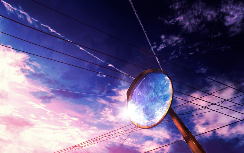 Round Mirror on Pole