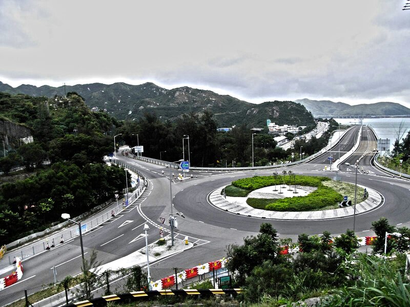 Roundabout near a bridge