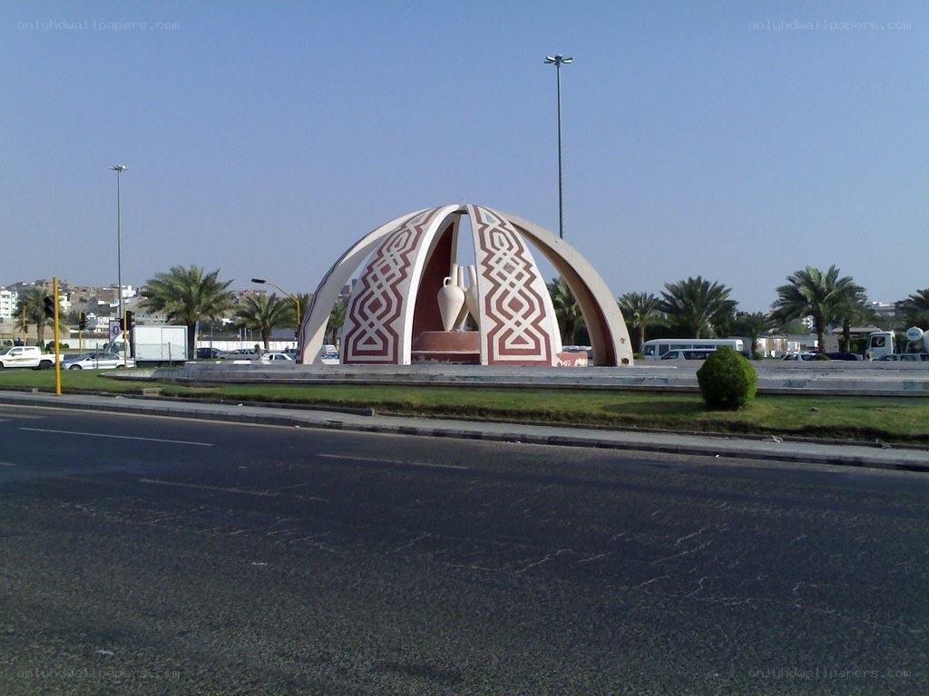 Roundabout with decorative arch