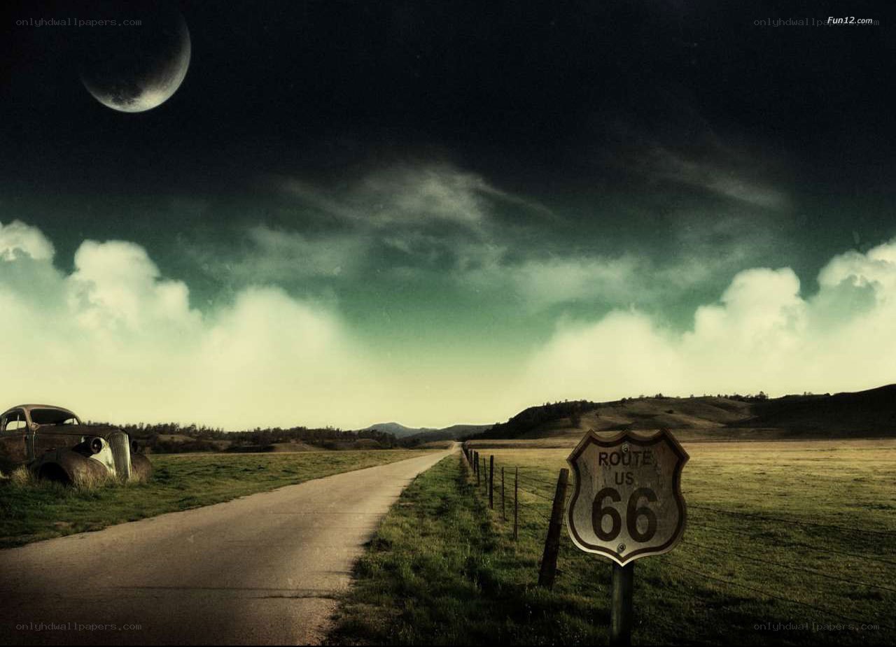 Route 66 at dusk