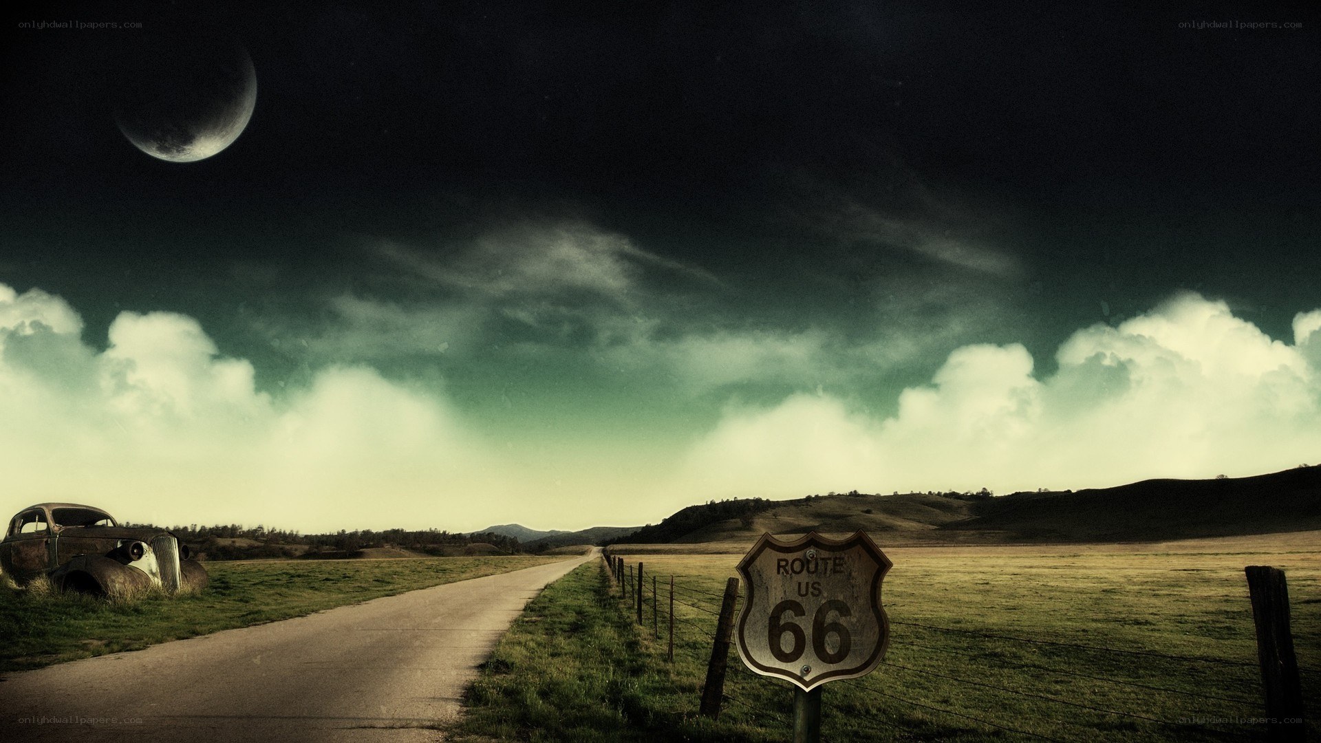 Route 66 at dusk