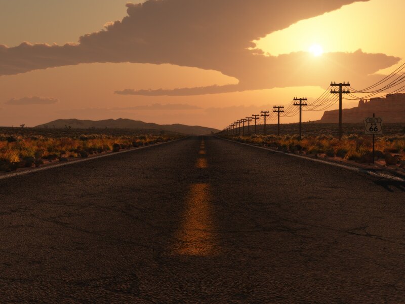 Route 66 at sunset