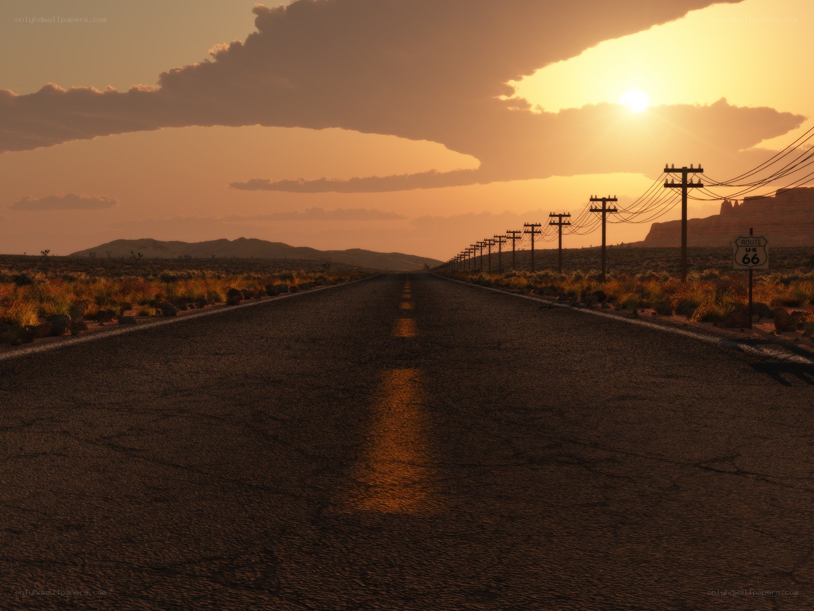 Route 66 at sunset