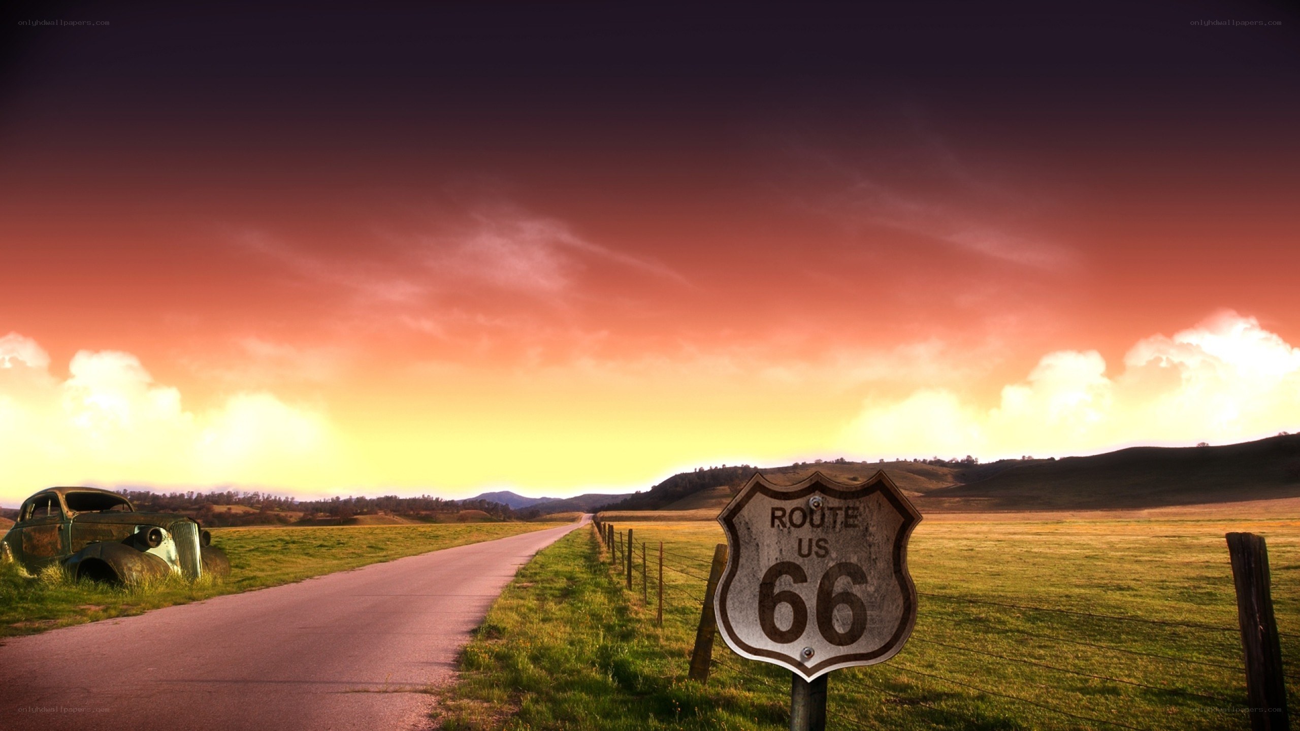Route 66 at sunset