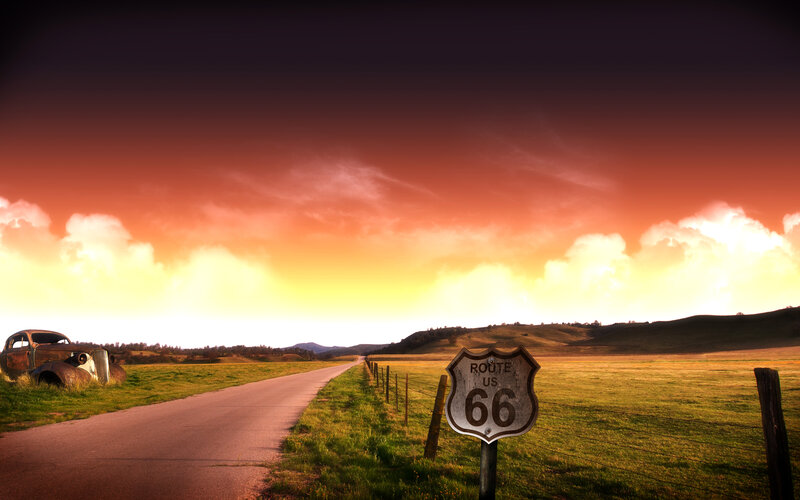 Route 66 at sunset