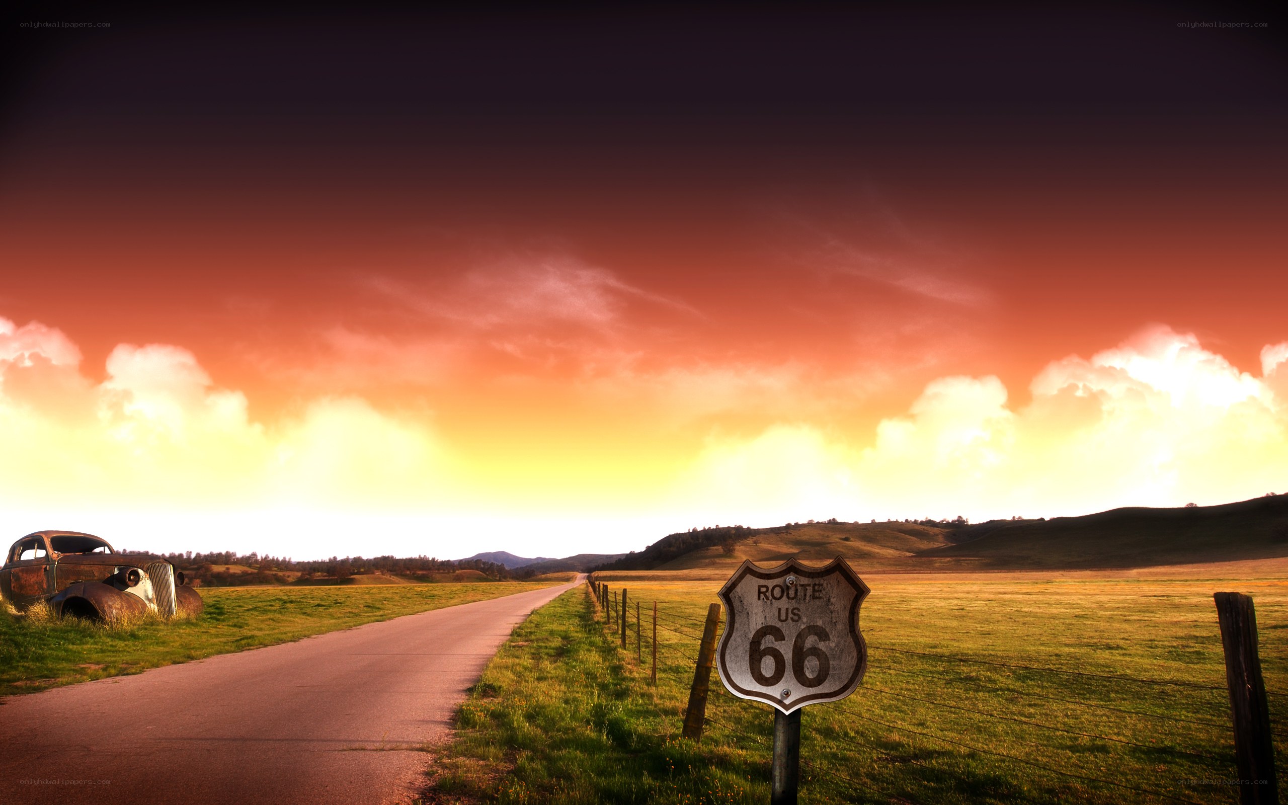 Route 66 at sunset