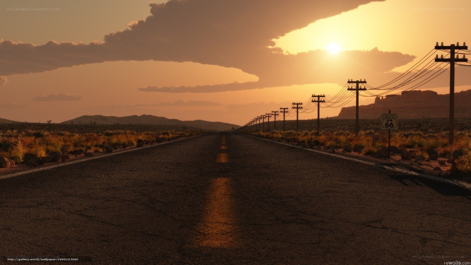 Route 66 at sunset