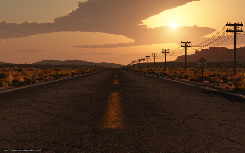Route 66 Road at Sunset — Orange, Serene, 3d Render