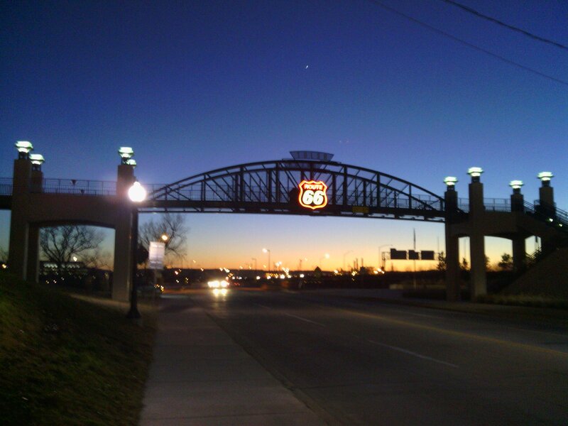 Route 66 Sign at Dusk — Blue