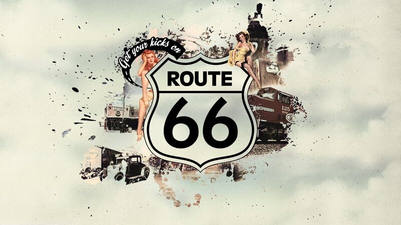 Route 66 Sign Collage — White, Nostalgic