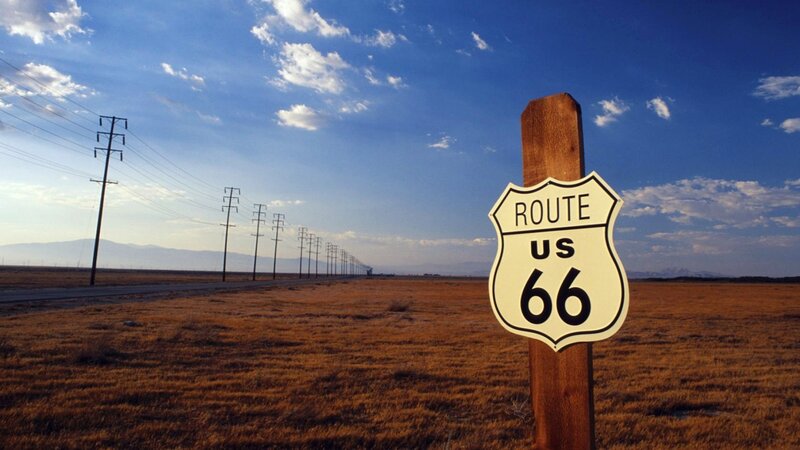 Route 66 sign in desert