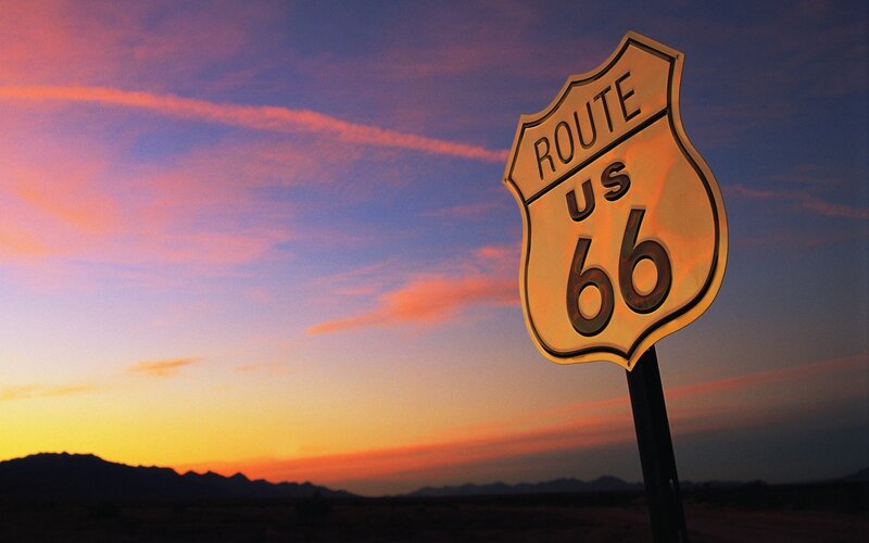 Route 66 Sign — Orange, Dramatic