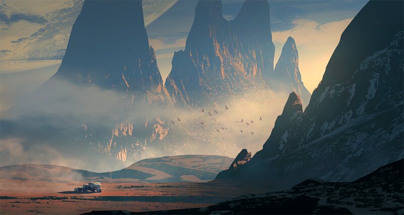 Rover in Desert Landscape