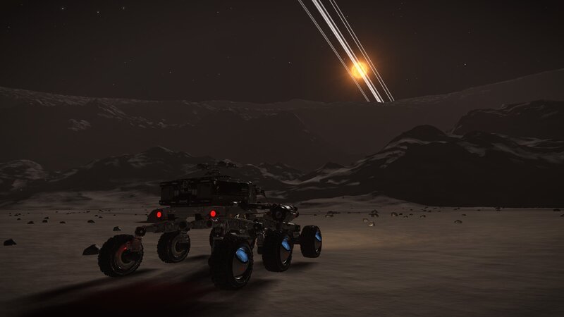 Rover on Alien Planet — Black, Dramatic, Night