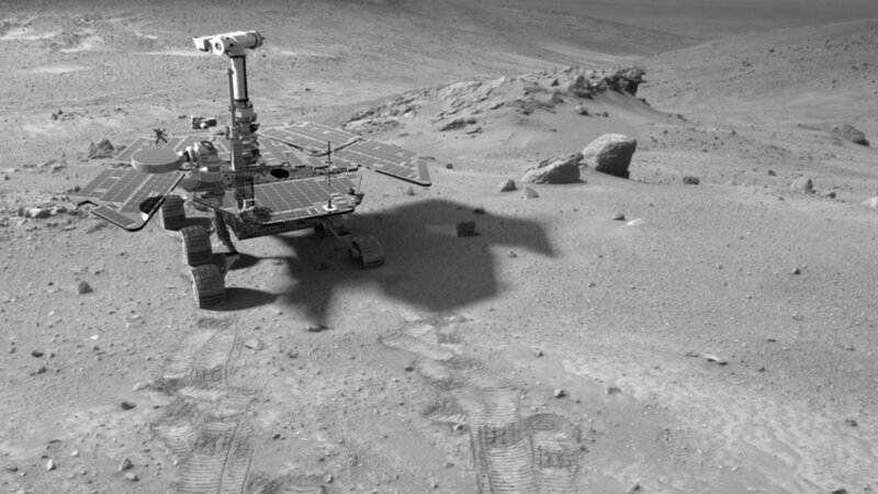Rover on Mars Surface — Gray