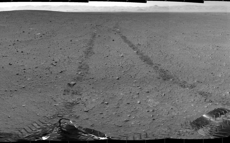 Rover Tracks on Mars — Gray