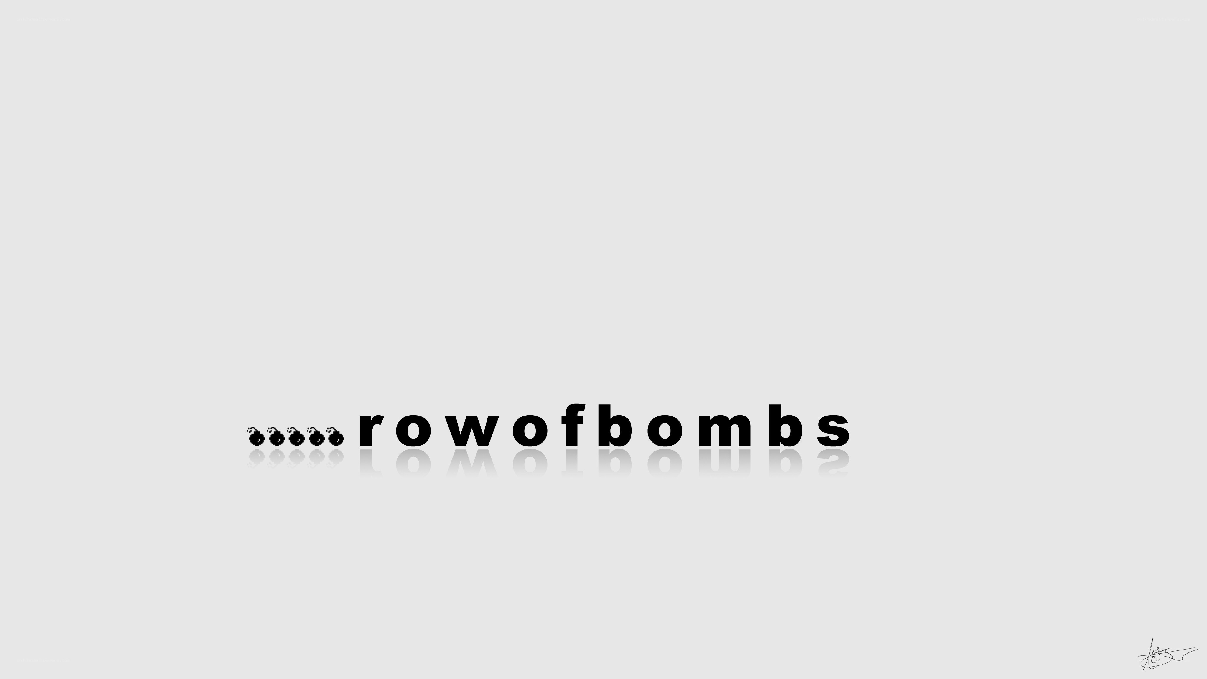 row of bombs text