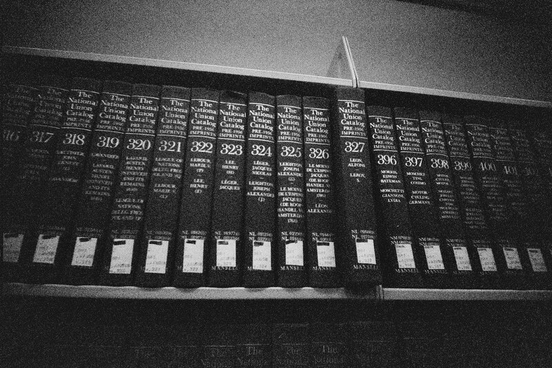 Row of bound catalog volumes