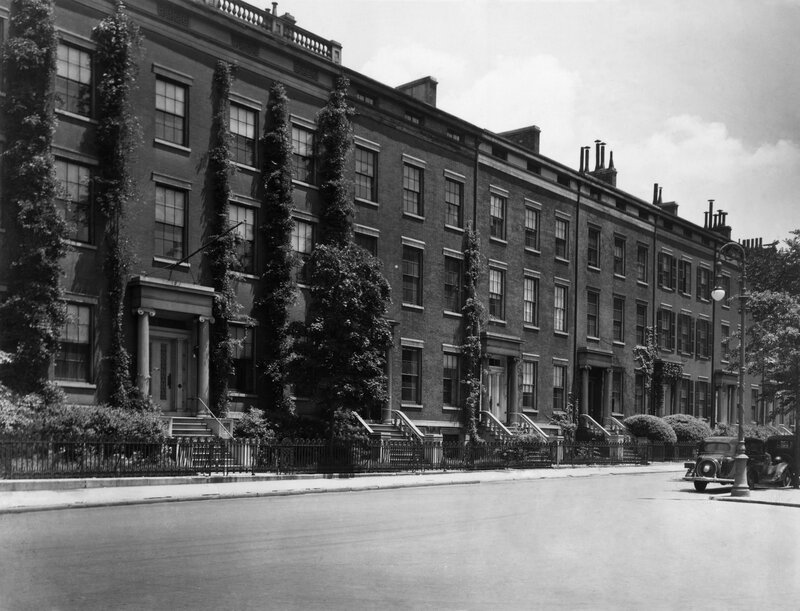 Row of brick townhouses
