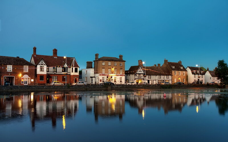 Row of Buildings by Water