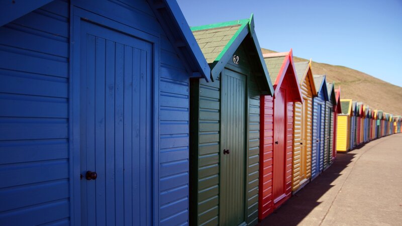 Row of Colorful Beach Huts