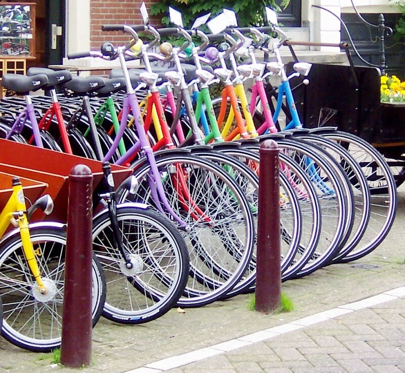Row of Colorful Bicycles