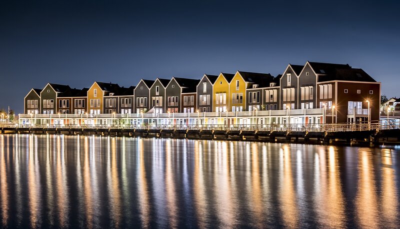 Row of Colorful Houses — Yellow, Serene