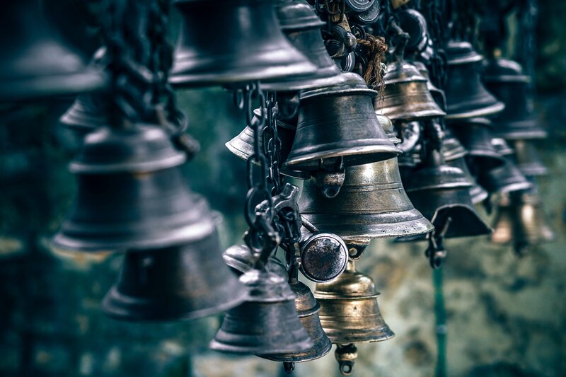 Row of hanging bells