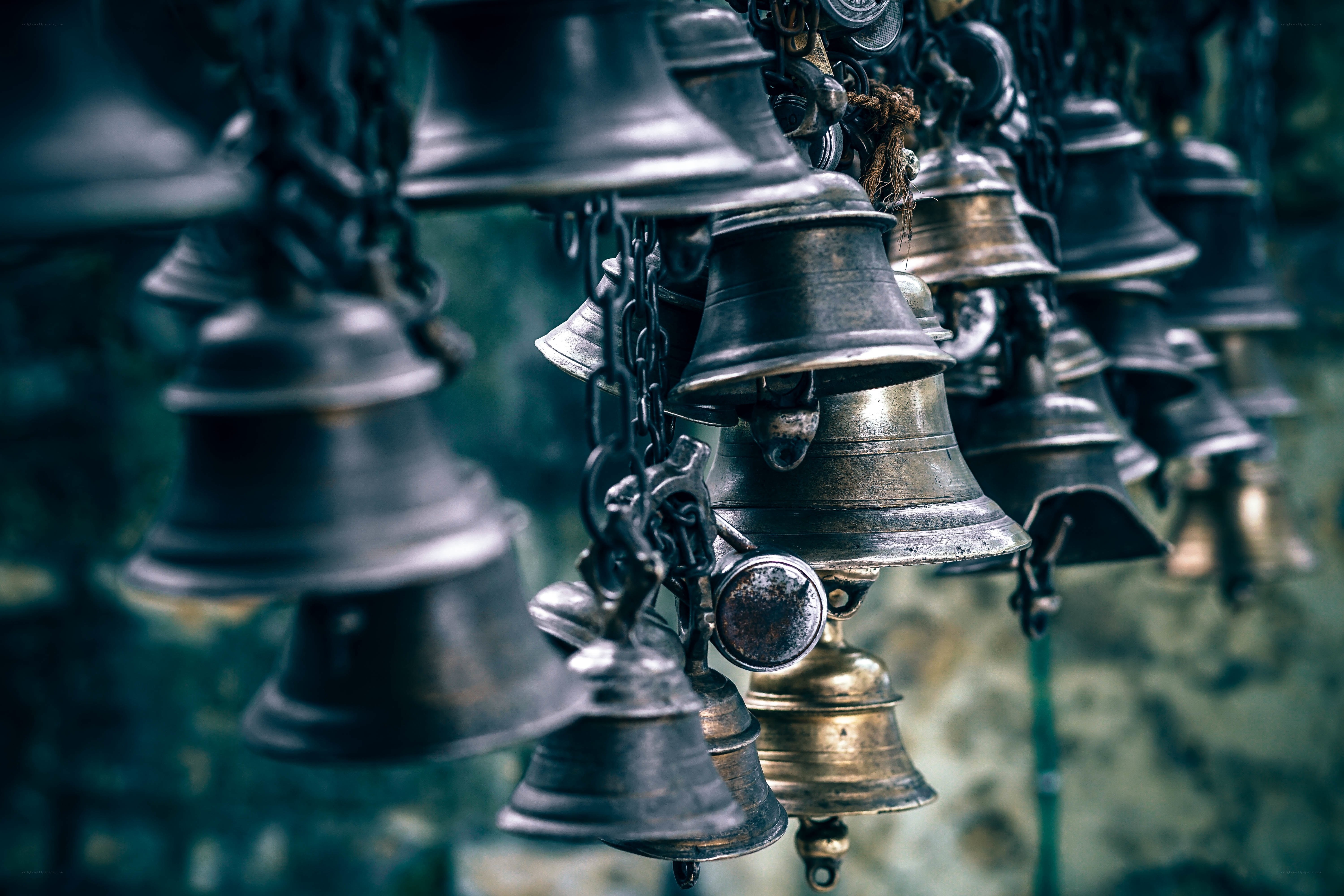 Row of hanging bells