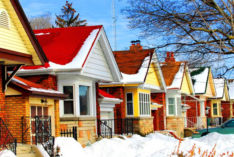 Row of Houses in Snow