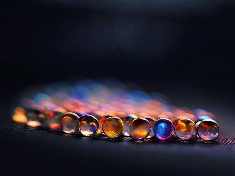 Row of Iridescent Beads