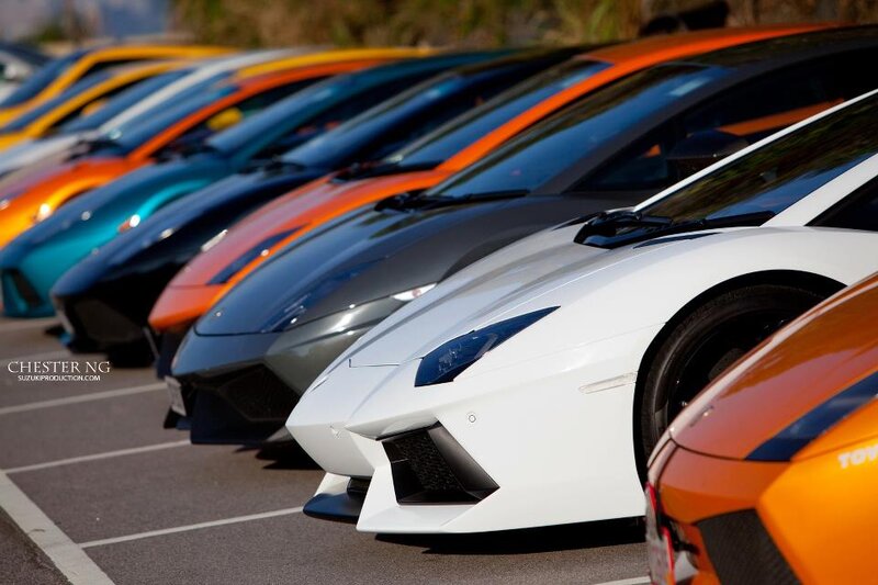 Row of Lamborghini Cars