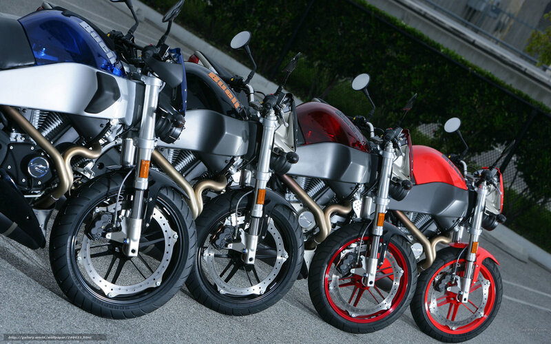 Row of motorcycles in different colors