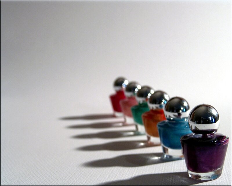 Row of Nail Polish Bottles