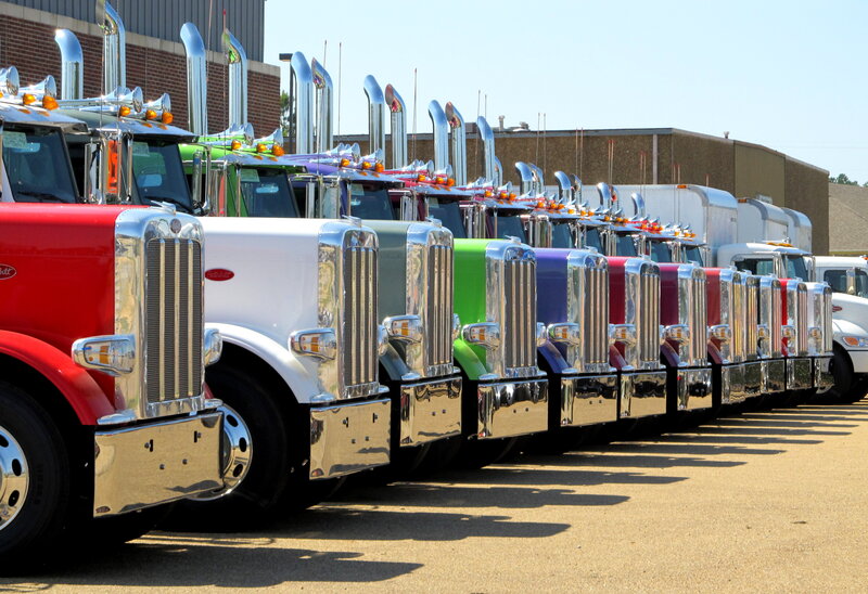 Row of Peterbilt Trucks