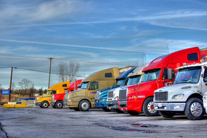 Row of Semi-trucks