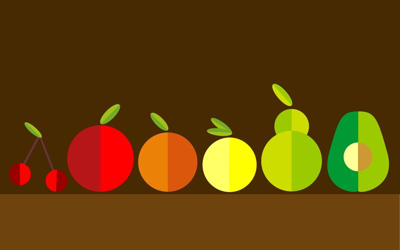 Row of Stylized Fruits