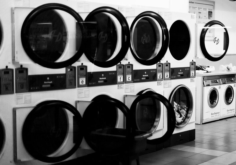 row of washing machines