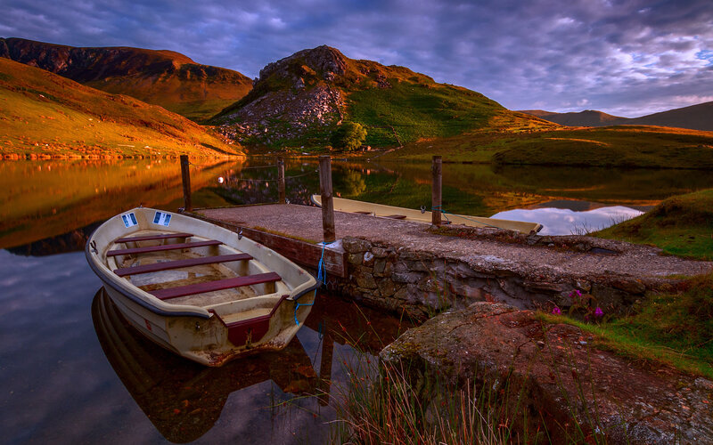 Rowboat at Lakeside Dock