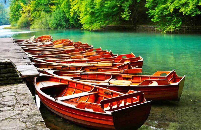 Rowboats on a Lake