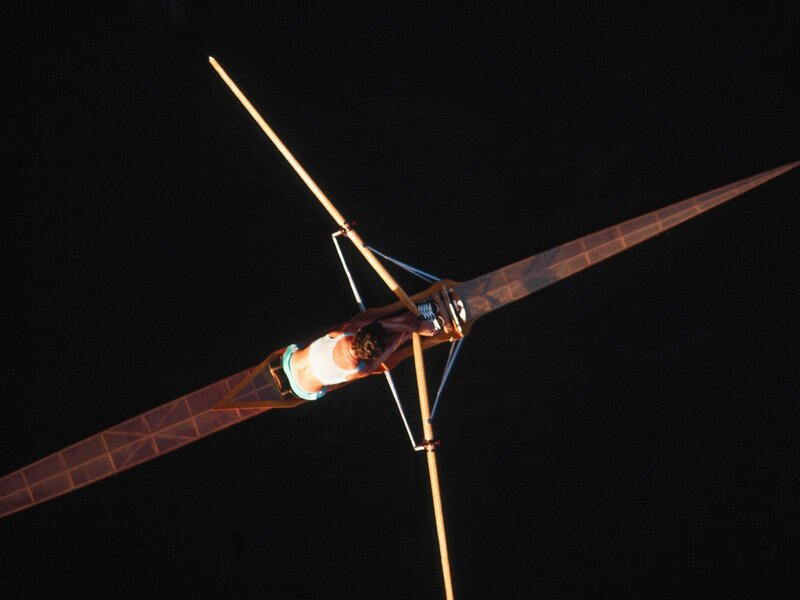 Rowing at night from above