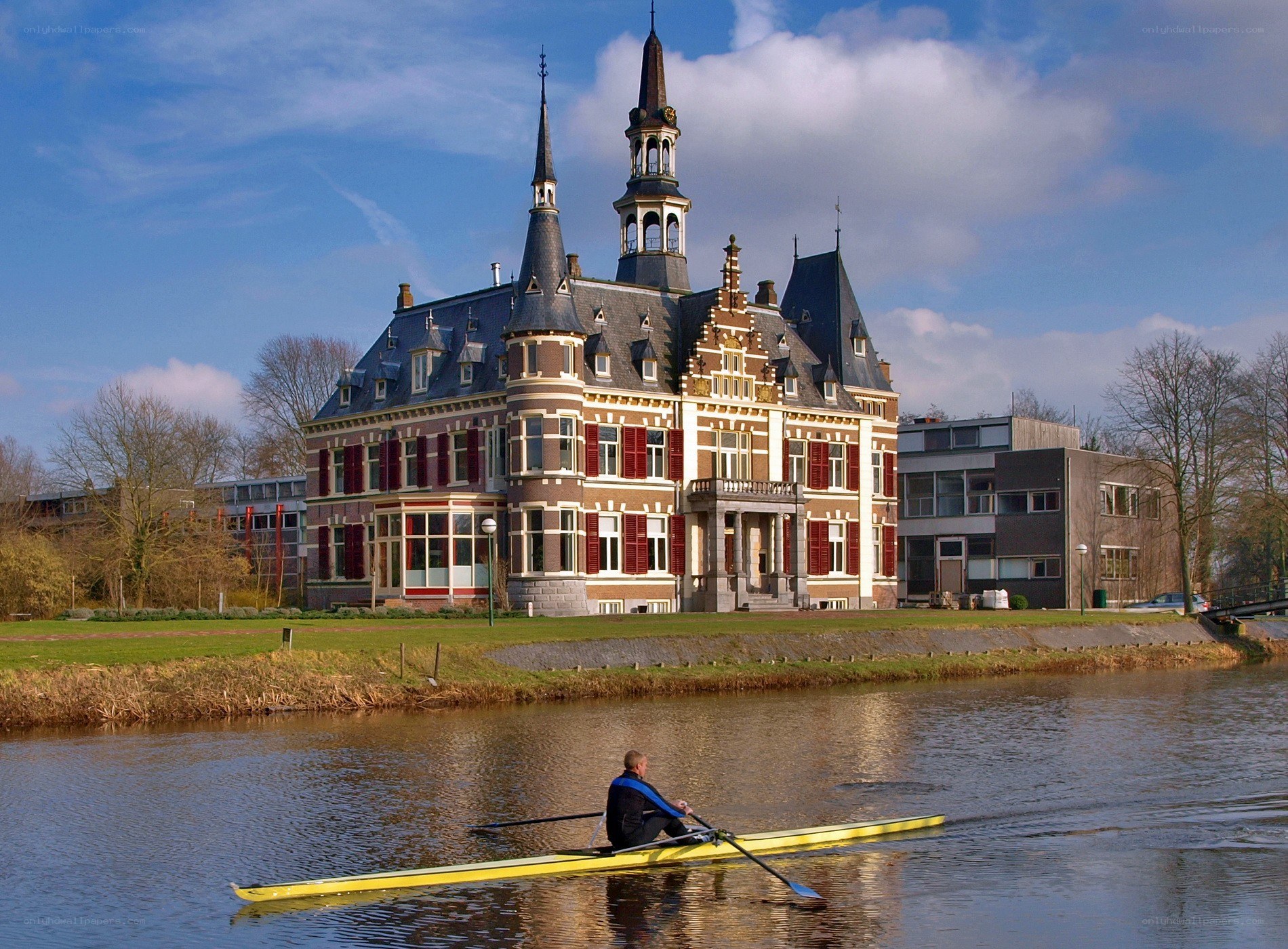 Rowing near a historic castle
