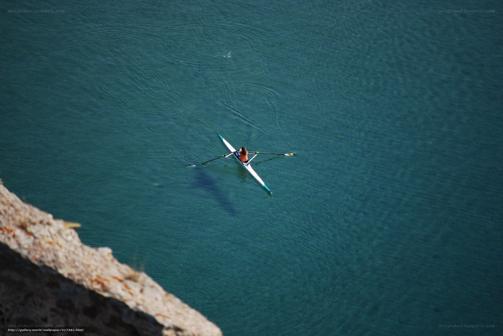 Rowing on calm water