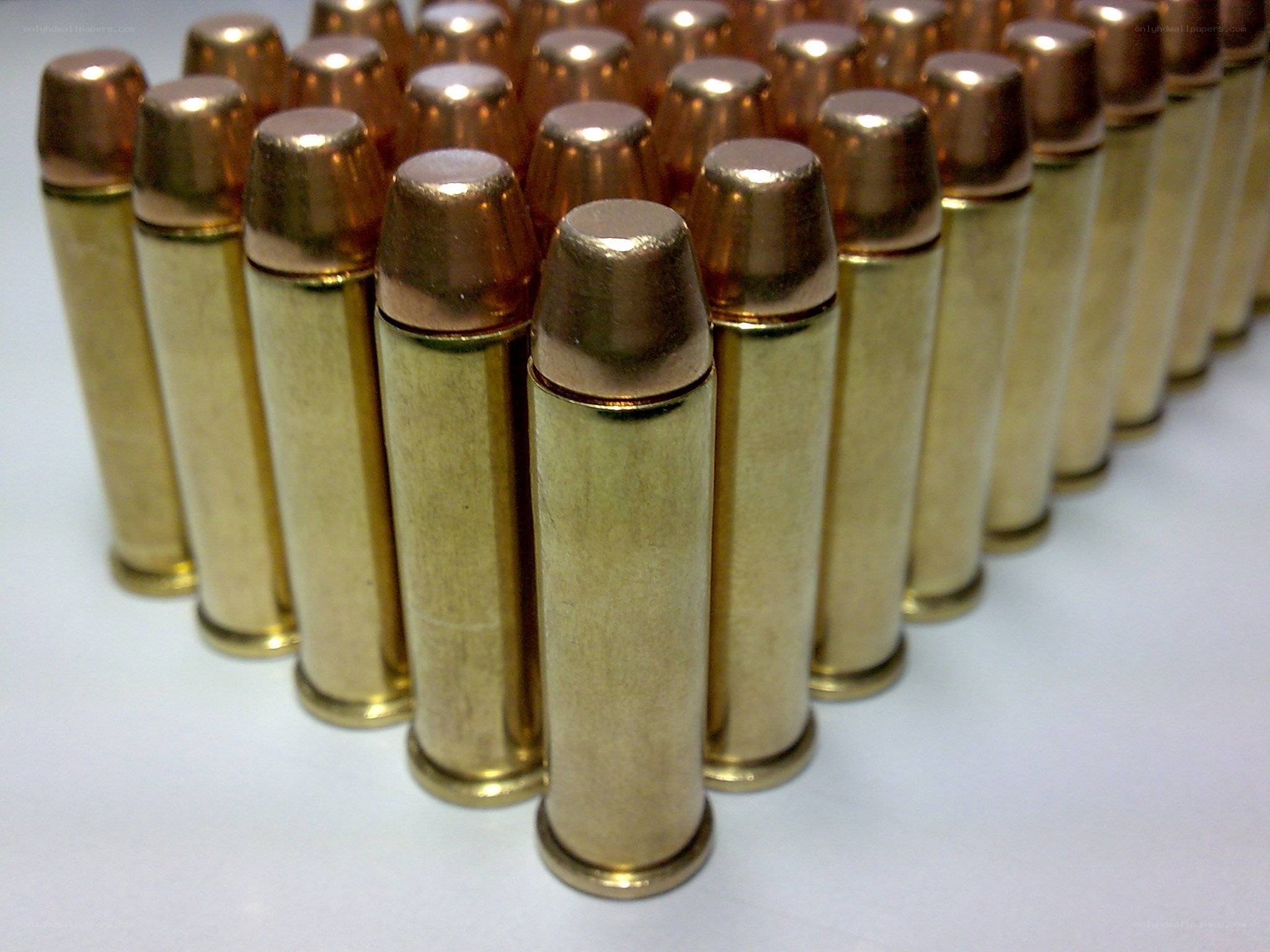 Rows of brass bullets
