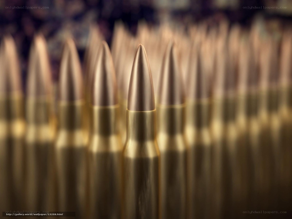 Rows of bullets in focus