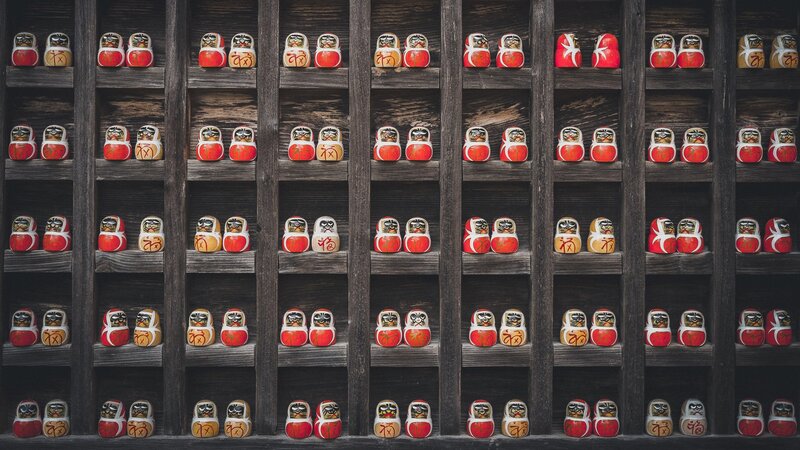 Rows of Daruma Dolls