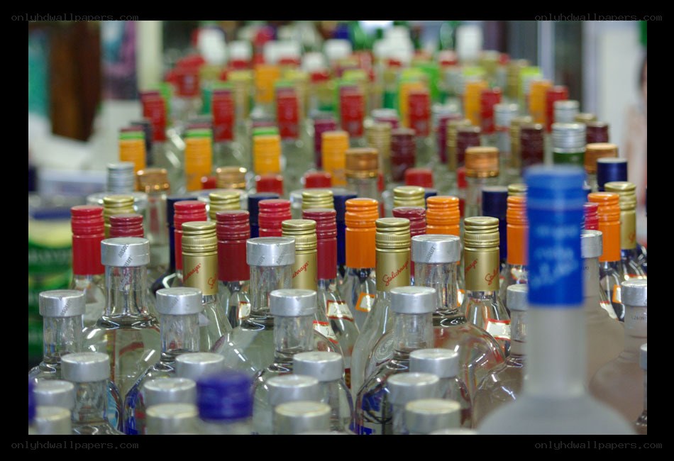 Rows of liquor bottles
