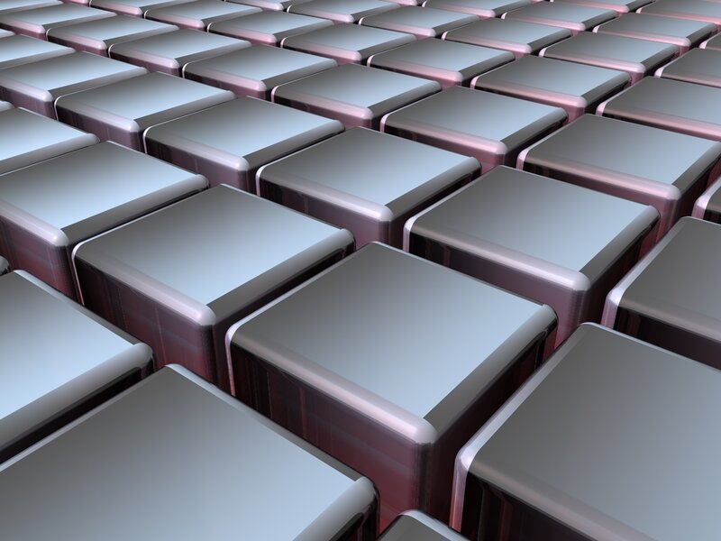 rows of metallic cubes