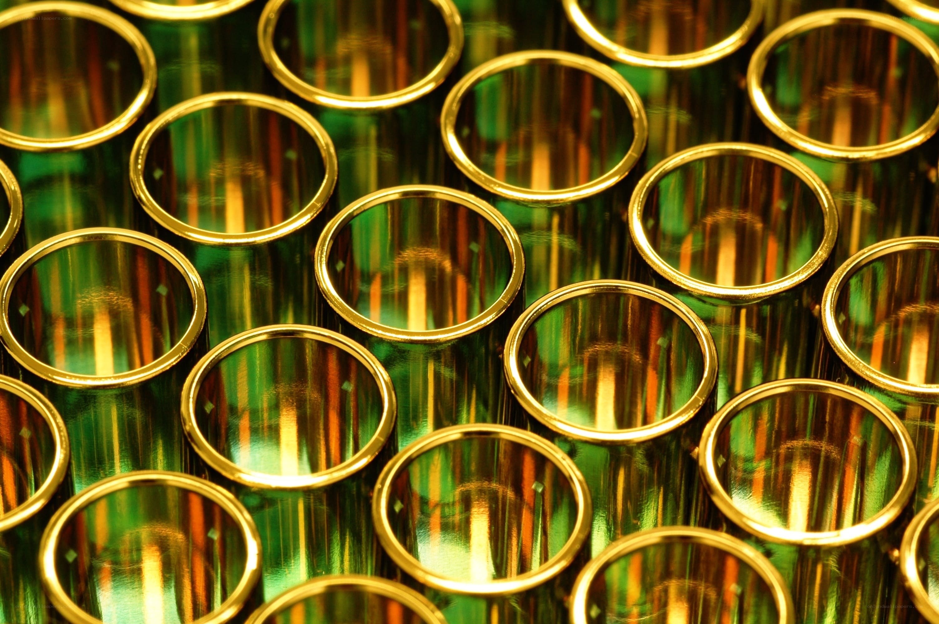 Rows of metallic tubes